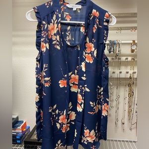 Cute navy blue work blouse